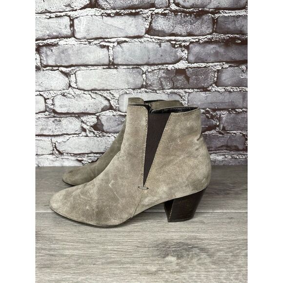 Aquatalia Taupe Suede Leather Side Zip Heel Ankle Booties Women’s Sz 10M US/41EU - Picture 10 of 16